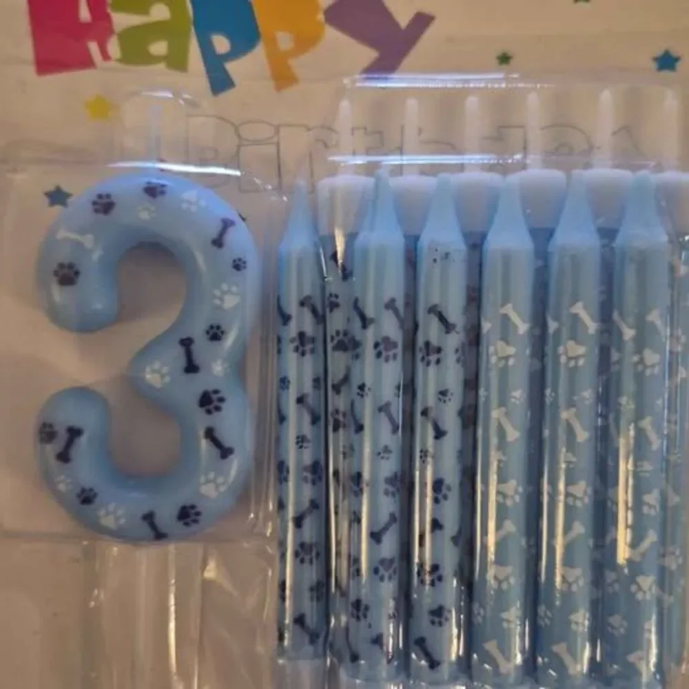 Blue Birthday Decorations, Paw Blue Number 3 Birthday Candles